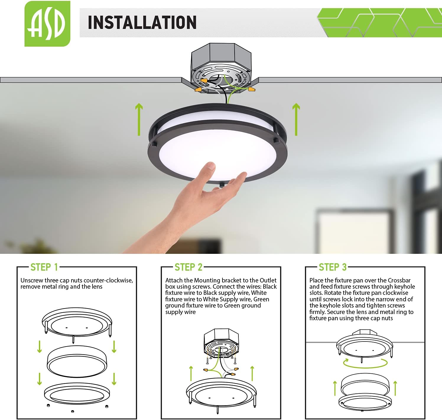 ASD 12 Inch LED Flush Mount Ceiling Light, 15W (120W Equivalent), 1050 Lm, Dimmable Close to Ceiling Light Fixture for Kitchen Hallway Laundry, Oil Rubbed Bronze, 3000K, Energy Star, ETL (4 Pack) - - 