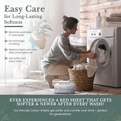 Miniatura 7 de Feather & Stitch - Sábana bajera ajustable, 100 % algodón, 300 hilos, ligera, refrescante y transpirable, con bolsillo profundo elástico regular de