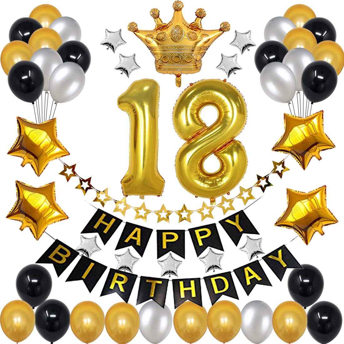 Buy 18th Birthday Decorations For Men Boy Women Girl Black And Gold Buy 18th Birthday Decorations For Men Boy Women Girl Black And Gold