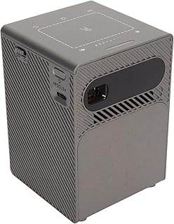 Mini Projector, Automatic Stair Correction 100-240V Portable DLP Projector External Horn for Meeting for Android 9.0 (Grey)