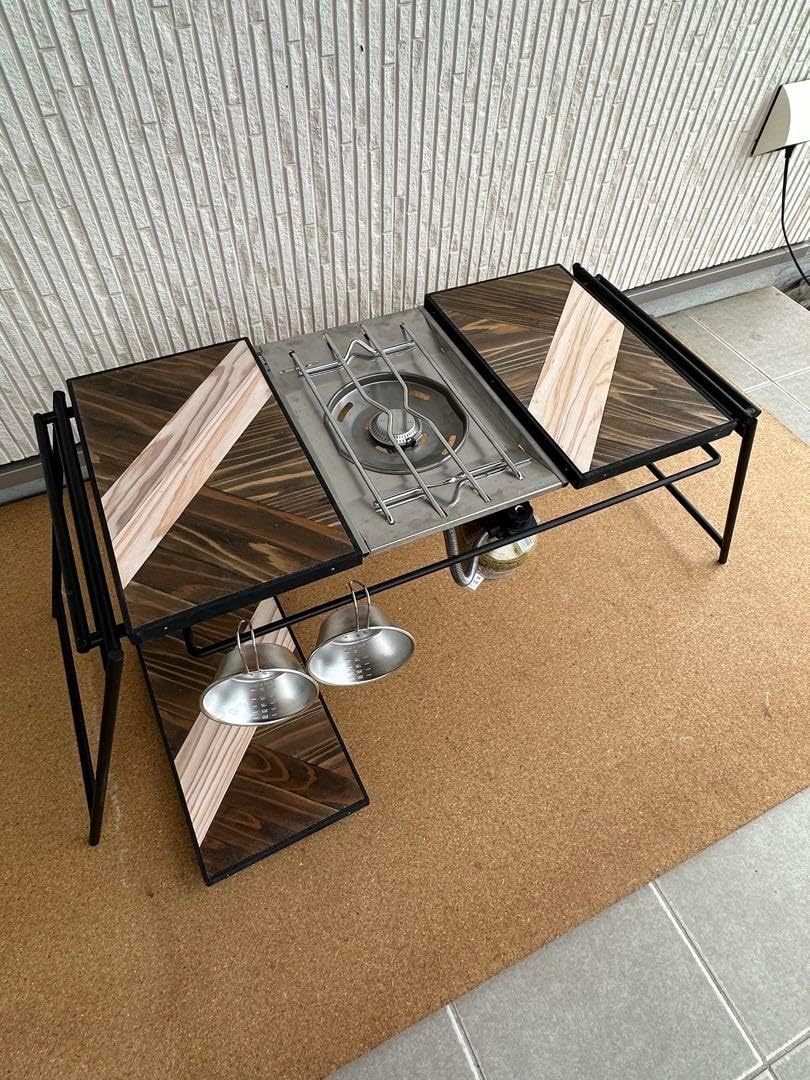 IGT対応 折りたたみアイアンテーブル ジャコビーン色-フラットバーナーテーブル フラットバーナ－テーブルアイアンigtテーブル ホワイト ジャコビーン