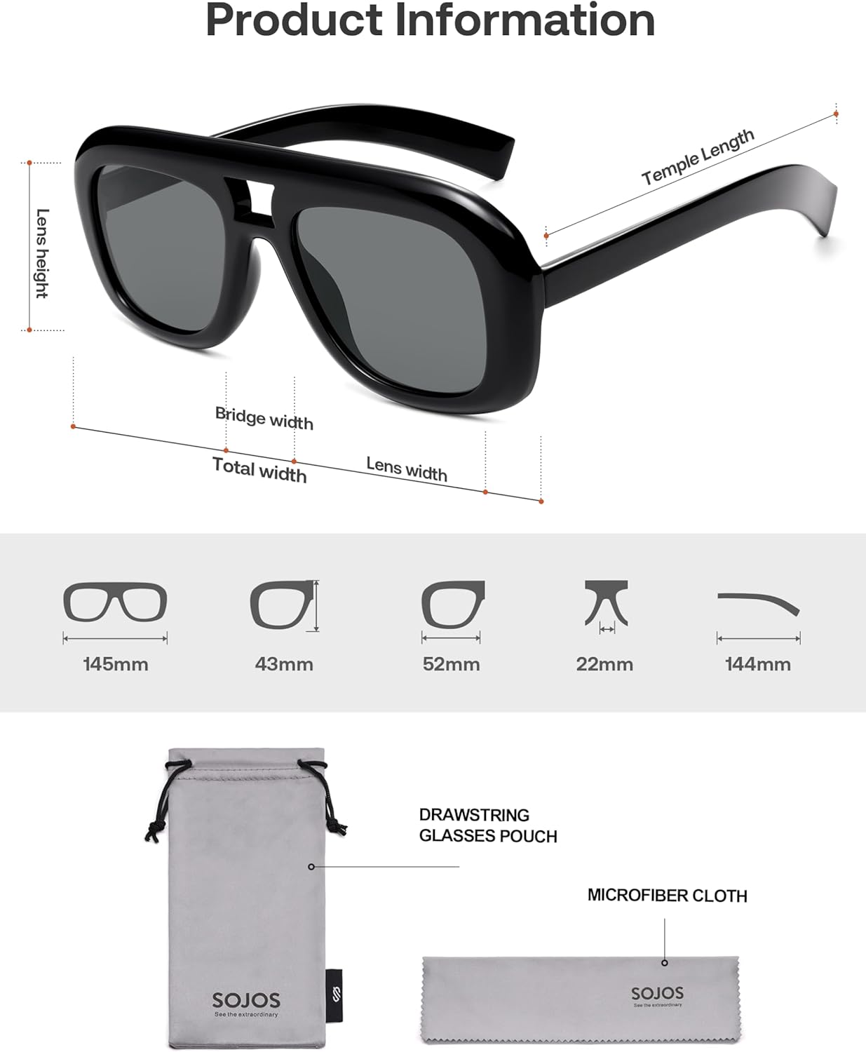 SOJOS Retro Oversized Aviator Sunglasses for Women Men,Trendy Vintage Square Aviators 90s Sun Glasses SJ2688 - Image 6