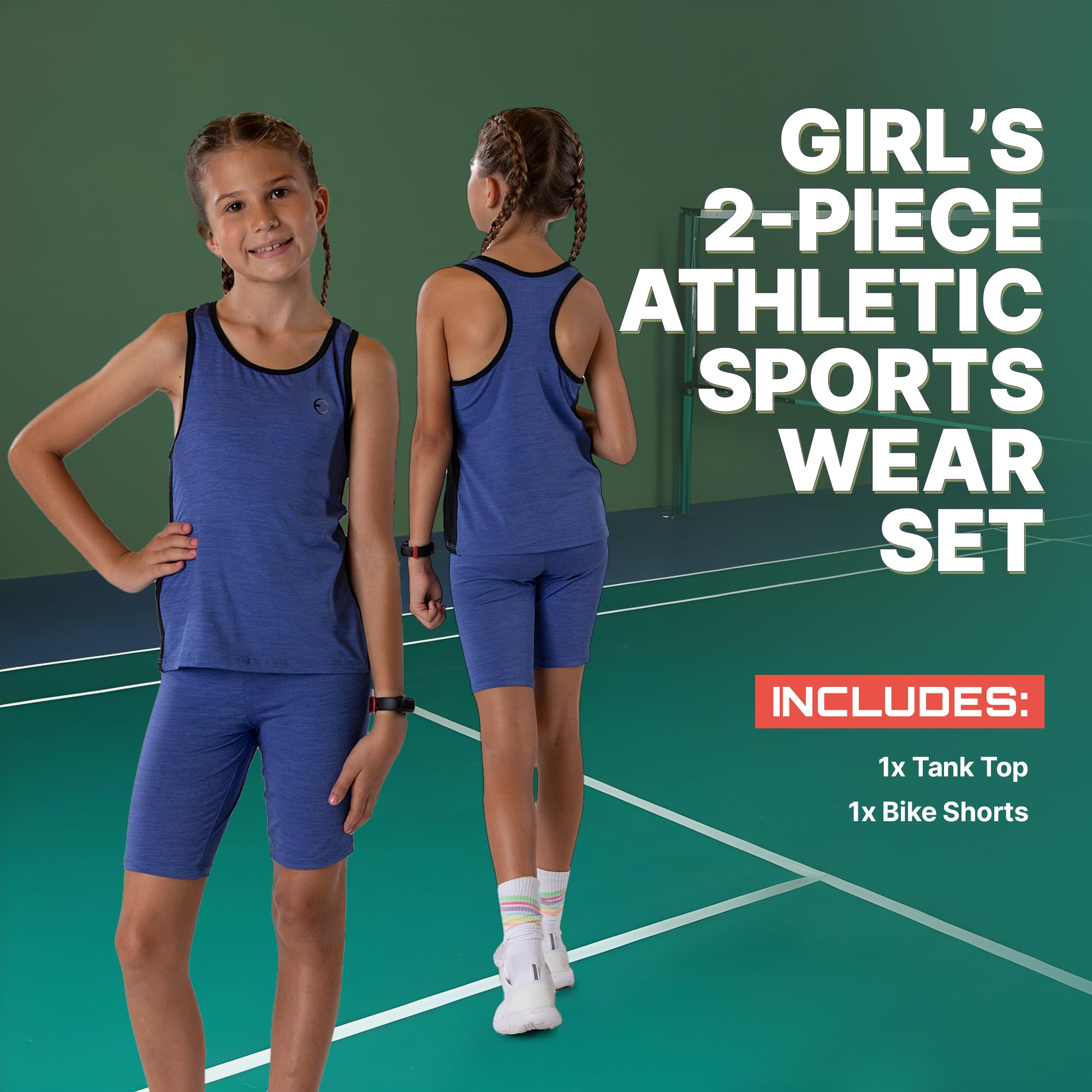 Camisetas sin mangas y pantalones cortos de verano para niñas, ropa deportiva atlética, ajuste holgado, conjuntos de ropa de moda para niñas, talla 3-16