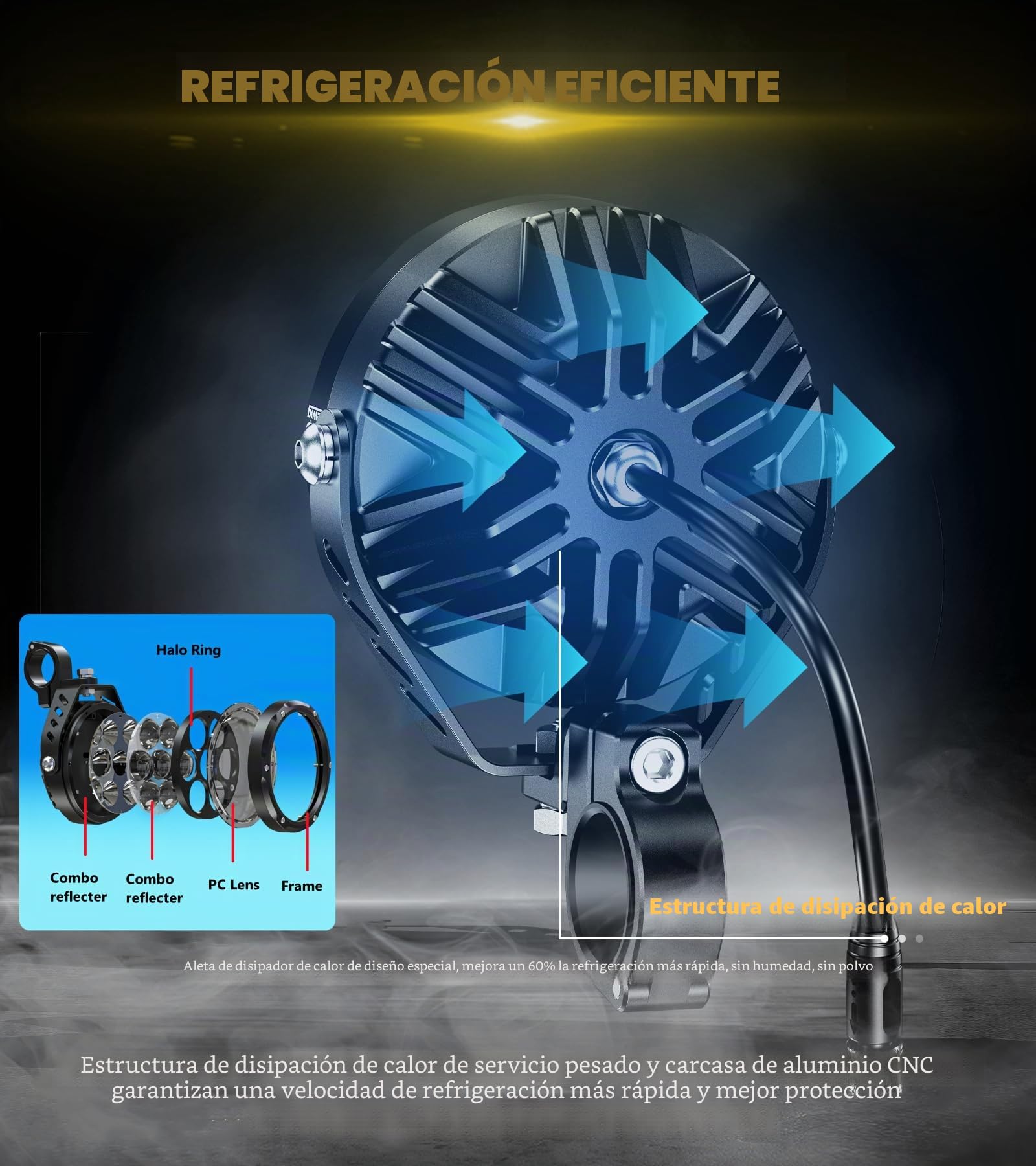 Kewig Luz adicional LED para motocicleta, 90 W, ámbar/amarillo blanco, faros auxiliares de dos colores, faros antiniebla con arnés de cables, faros de trabajo todoterreno, compatible con motocicleta