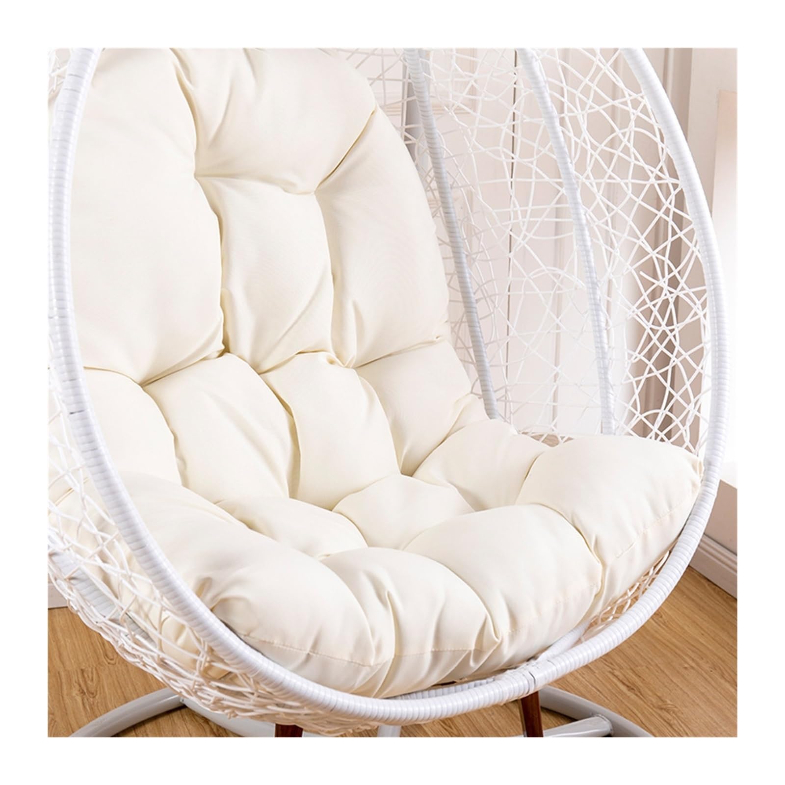 Meiiron Egg Chair Cushion, PP Cotton Filling Swing Hanging Chair Cushion with Zipper Seat Cushions for Garden Outdoor Indoor Patio(White)