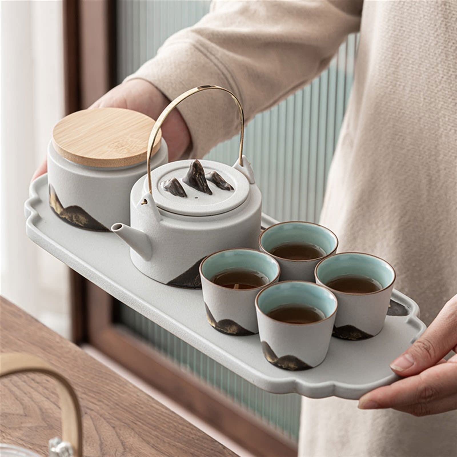 Plateau de cafétéria, Plateau décoratif en céramique, Plateau de Service à thé, Plateau de Service de Table à Manger Simple pour la Maison