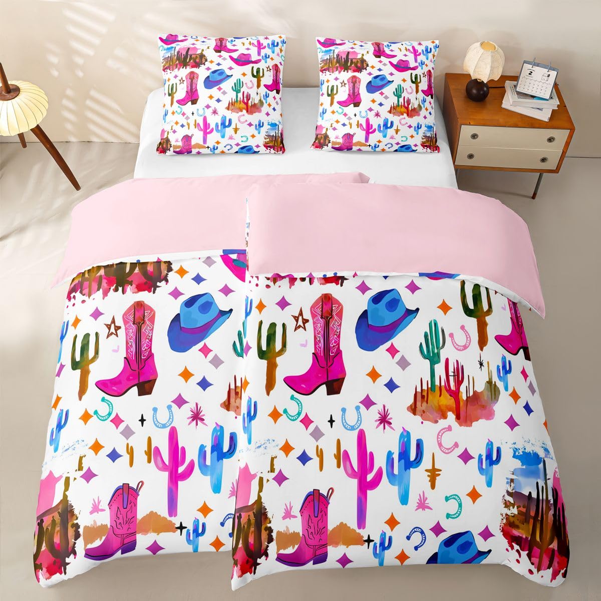 Homewish Rosa Cowgirl Bettwäsche 135x200 Microfaser 4teilig