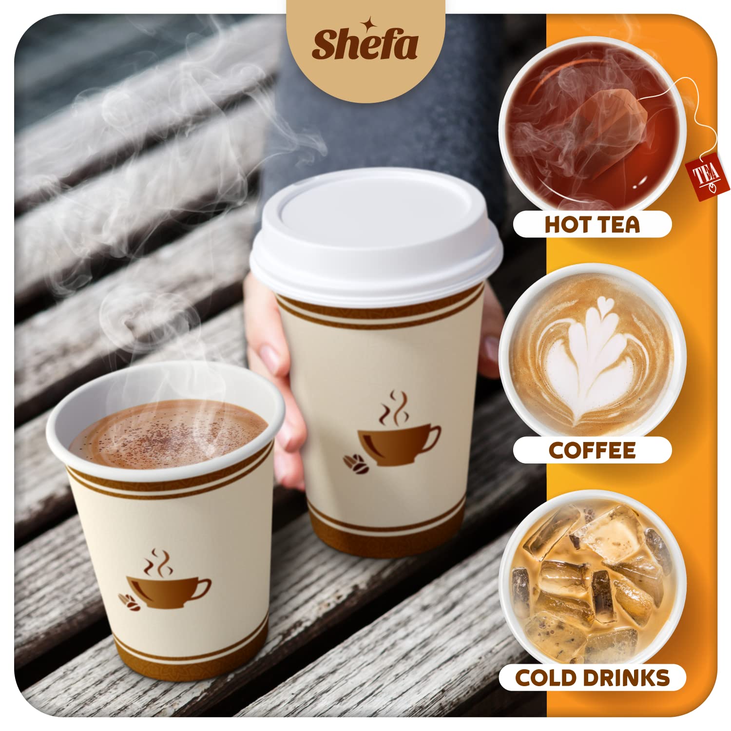 EPISENT 12OZ And 8Oz Disposable Paper Cups - Paper Cups For Hot & Cold Drinks - Takeaway Coffee - View #2