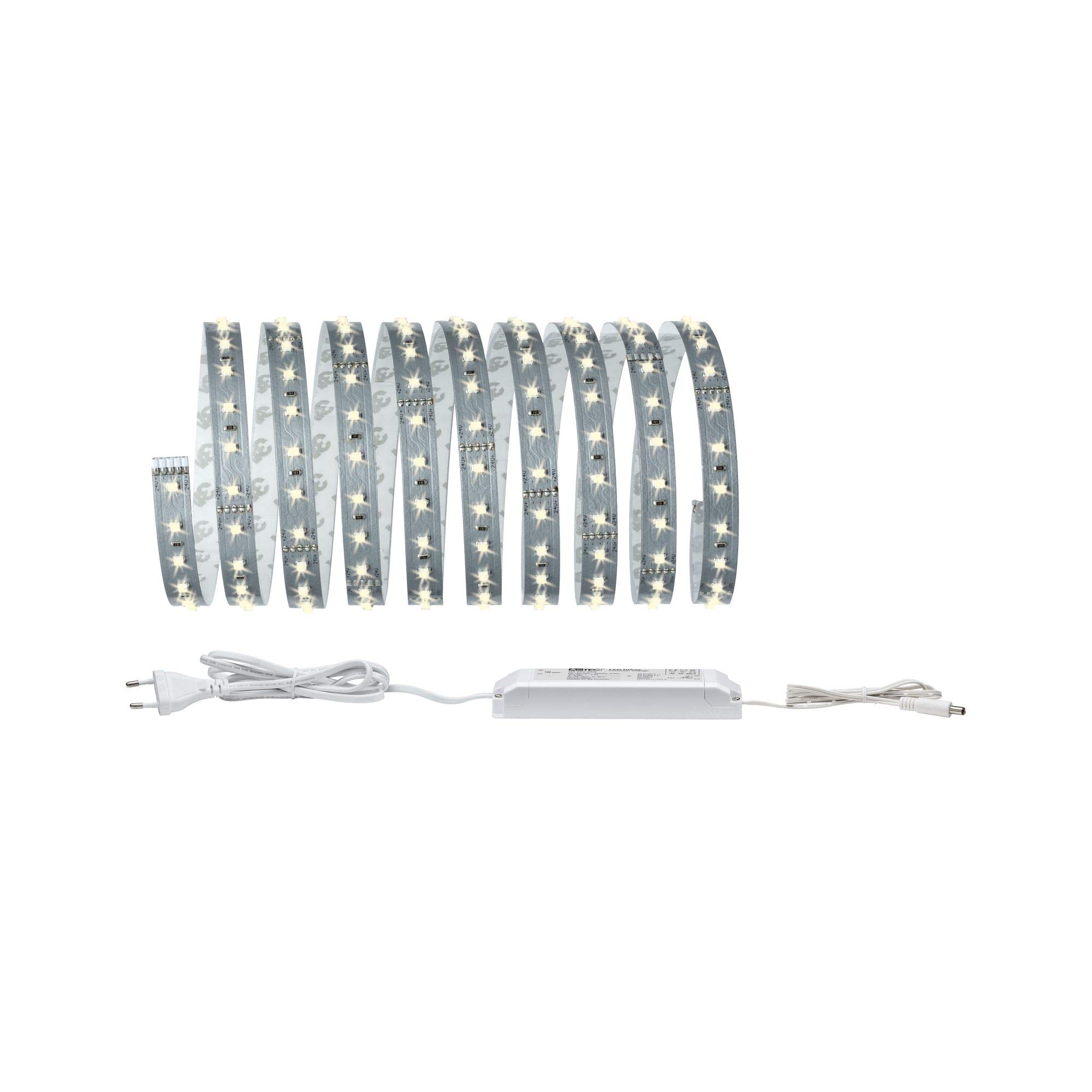 Paulmann70579 LED Stripe MaxLED 500 Base Set 3 m Warm White 2700 K 20 W 230/24 V 36 VA Silver LED Strip Light Strip Light Tube