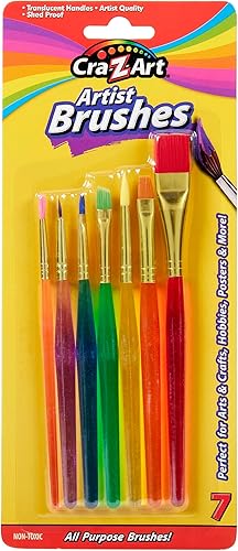 Cra-Z-Art Pincel para artista, varios tamaños con tarjeta de lista, 7 unidades