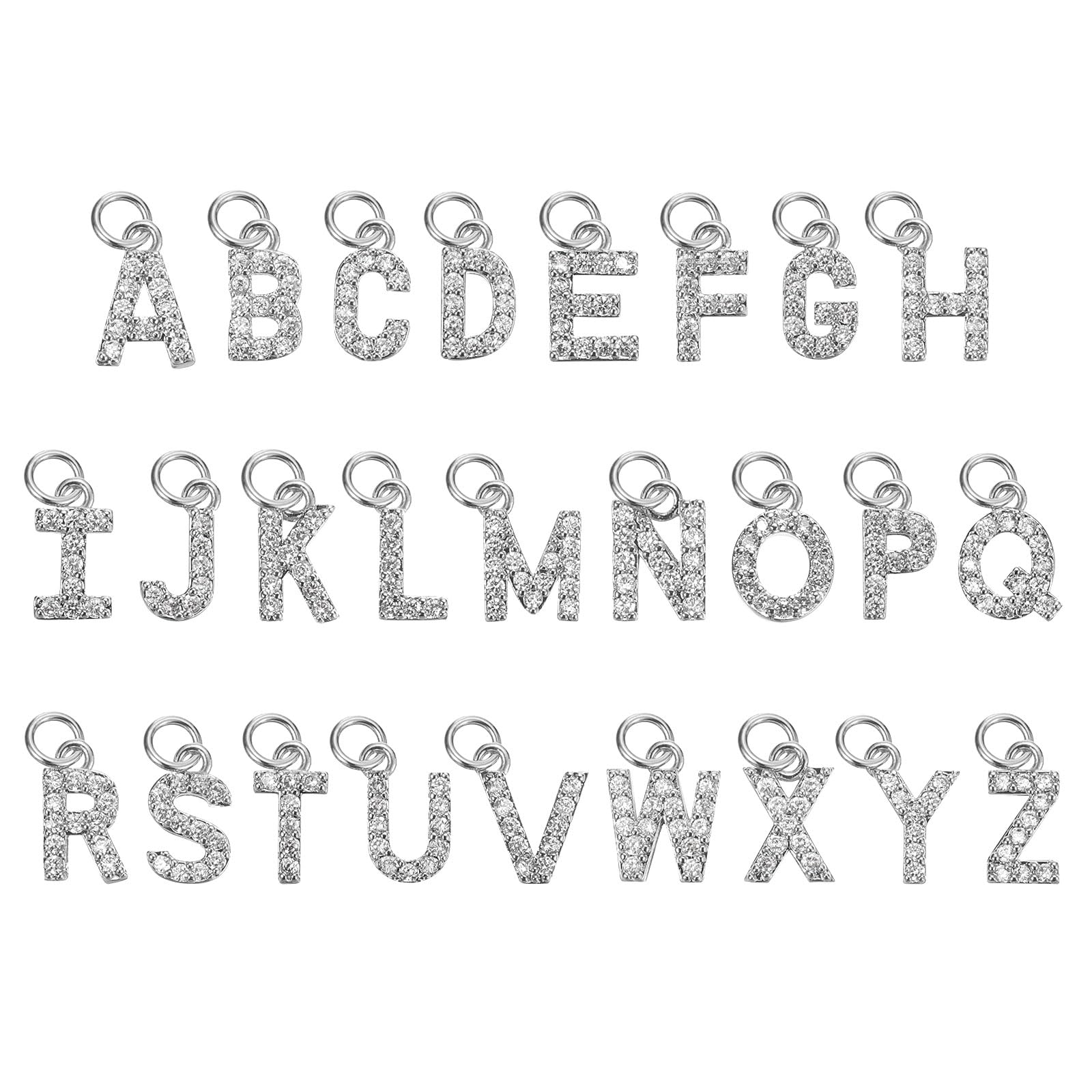 uxcell Letter Charm, 26Pcs - Rhinestone Alphabet Charm, A-Z Uppercase Letters for DIY Name ID Bracelets Necklace Pendants Wristbands Jewelry Making