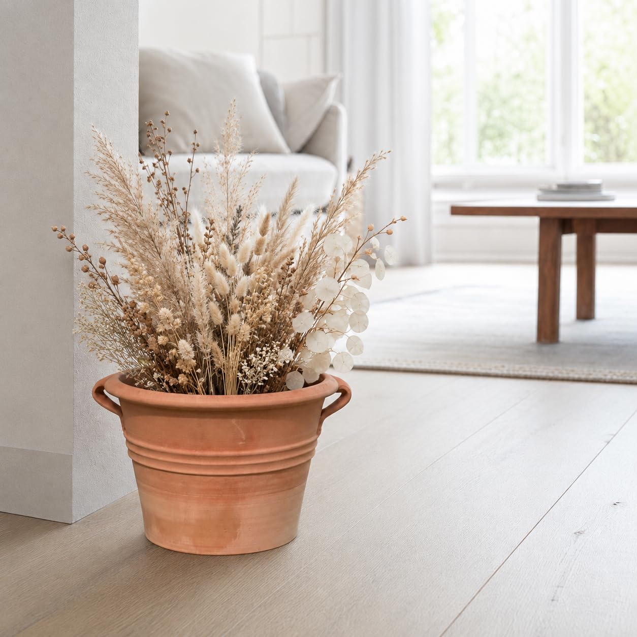 Sorbus Pot de fleurs en terre cuite avec poignées et trou de drainage, pot de fleurs et pot de fleurs en différentes tailles Ø 41-63 cm pour jardin, terrasse et balcon, design méditerranéen (41 cm de