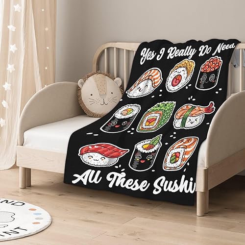 Vista 13 de Manta de sushi para regalo, manta de franela ultra suave y acogedora, manta de forro polar ligera y mullida, manta de felpa cálida para sofá, cama
