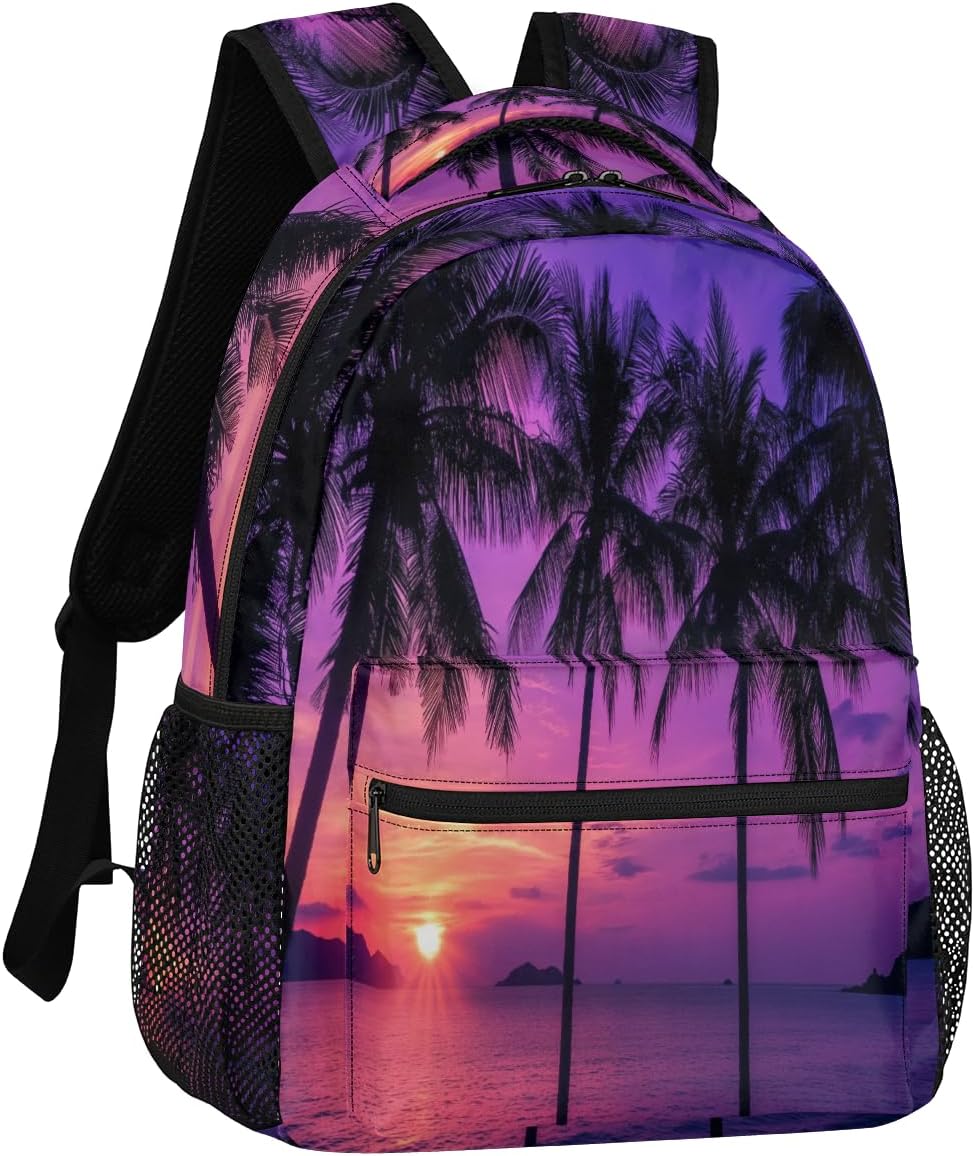 TropicalLife Hawaiian Palm Tree Ocean Theme Backpacks Bookbag Shoulder School Computer Hiking Gym Travel Casual Travel Daypack