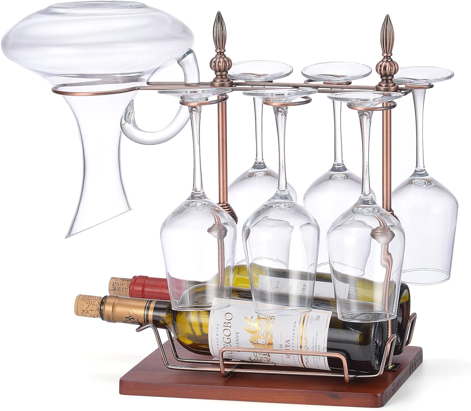 3 in 1 Wine Glass Decanter Drying Stand and Bottle Holder Holds up to 1