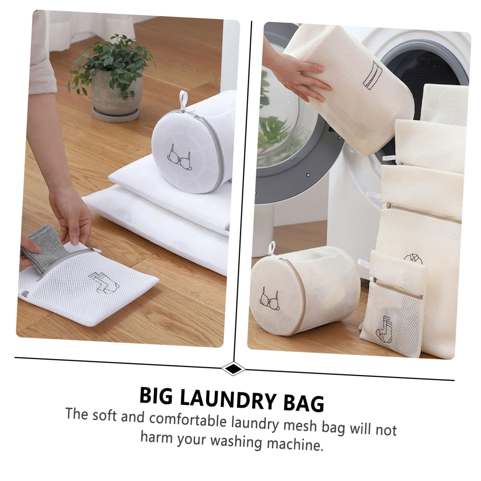 Bolsas de Lavado para Lencería, 7 Piezas, Poliéster Beige
