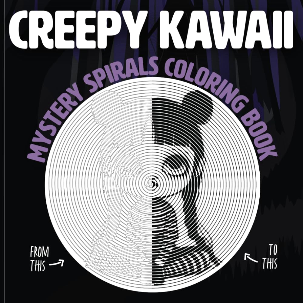 Creepy Kawaii: Mystery Spirals Coloring Book, Hidden Pictures to Color between the lines for Stress Relief, Unique Illustrations (Mystery Spirals and