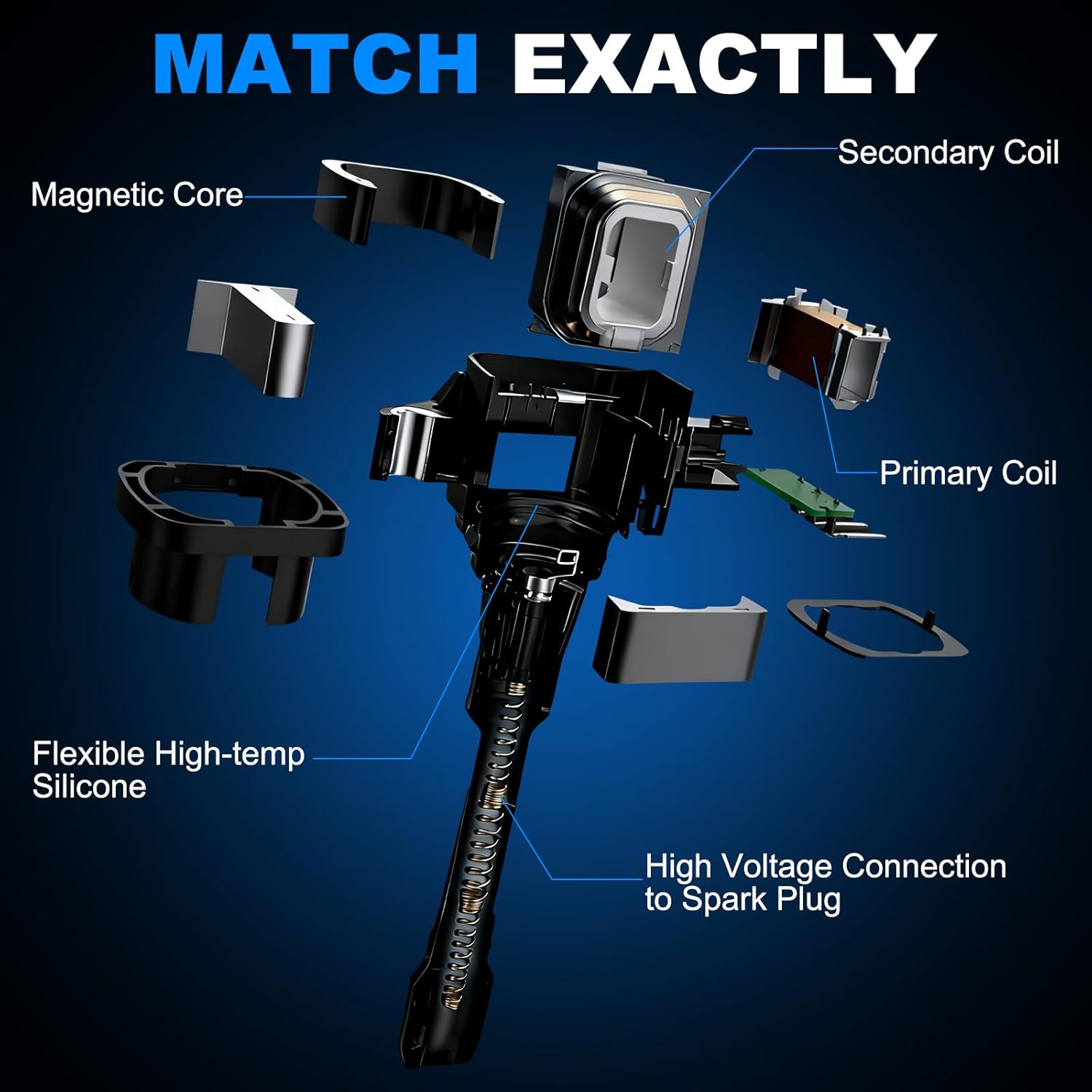 AUTOKAY Ignition Coil and Spark Plugs Set of 4 for Hyundai Sonata 2015-2017 for Kia Optima 2016 UF764 IC871