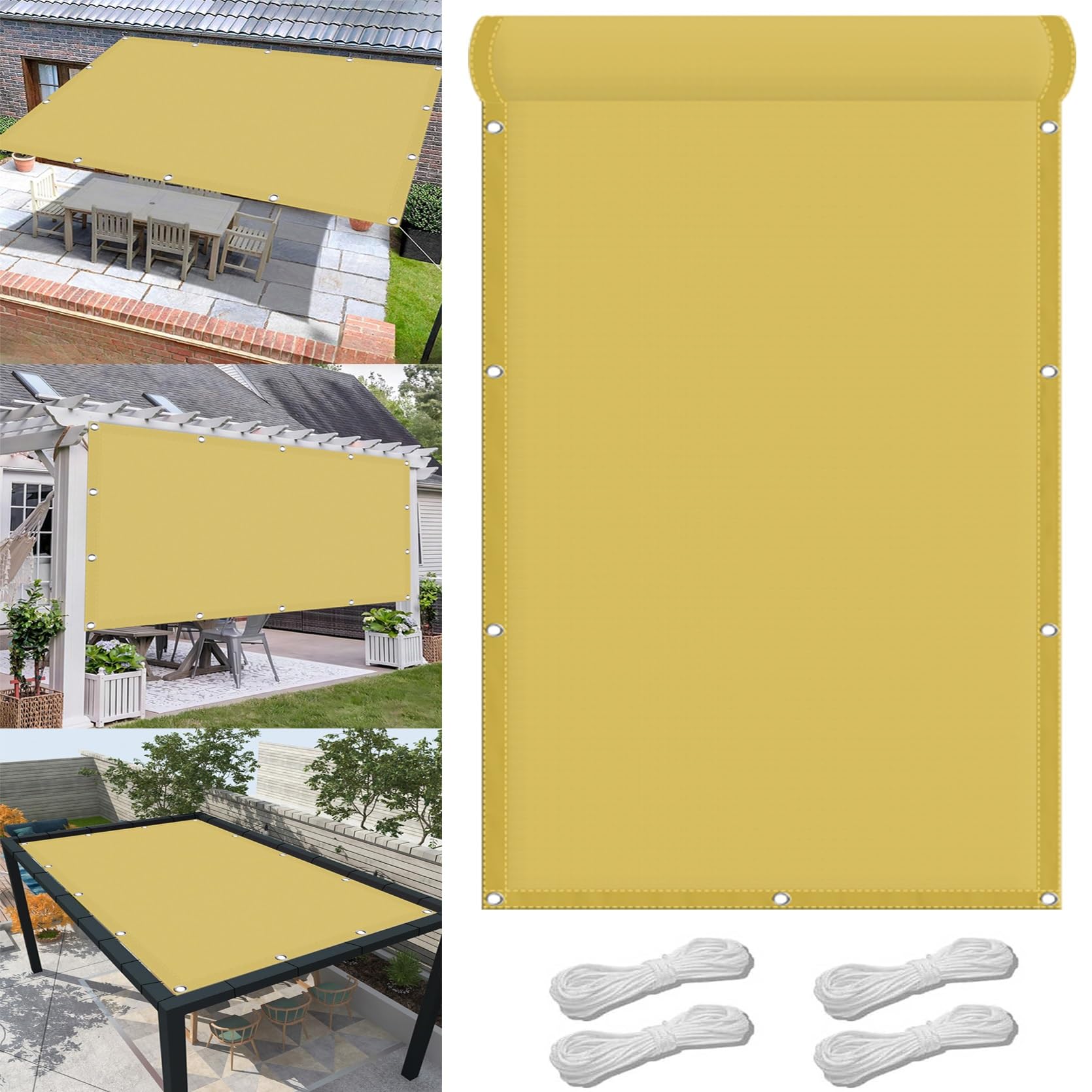 GLDYTVF Waterproof Garden Sun Shade Sail 1.8 x 4.8 m Custom Size Canopy for Balcony Carports Kennel 98% UV Block Sun Protection Cream Color