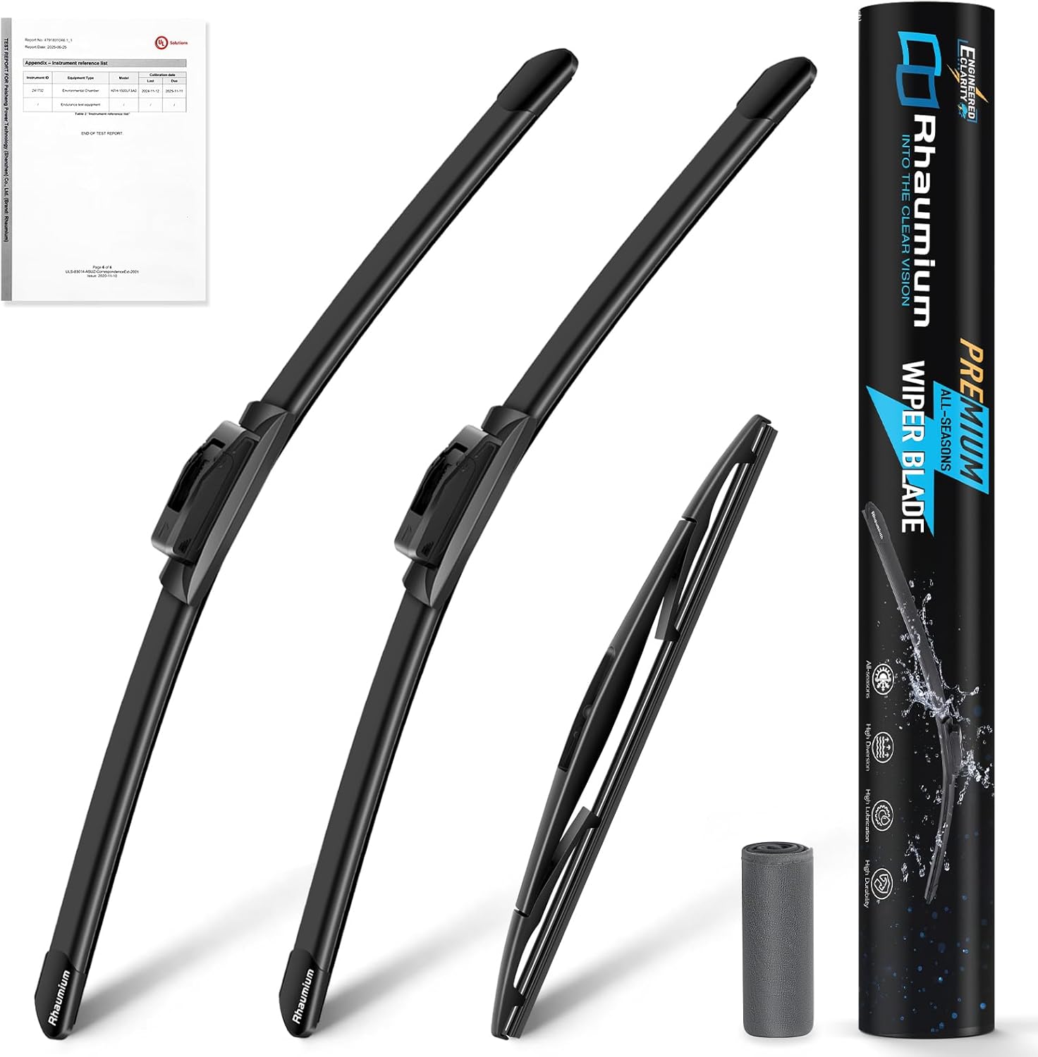 Pack of 3 Wiper Blades 16"+16"+12"; Lab Tested 500K Endurance & High/Low Temp; Optimized Pressure; Specific for Jeep Wrangler 2018-2025