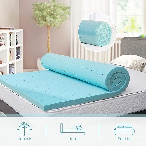 Miniatura 7 de BedsPick Cubrecolchón de espuma viscoelástica King de 2 pulgadas, con infusión de gel para cama tamaño King, protector de colchón de espuma King