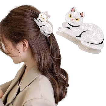 Amazon.co.jp: Hapdoo 猫ヘアクリップ、かわいい動物のバンス