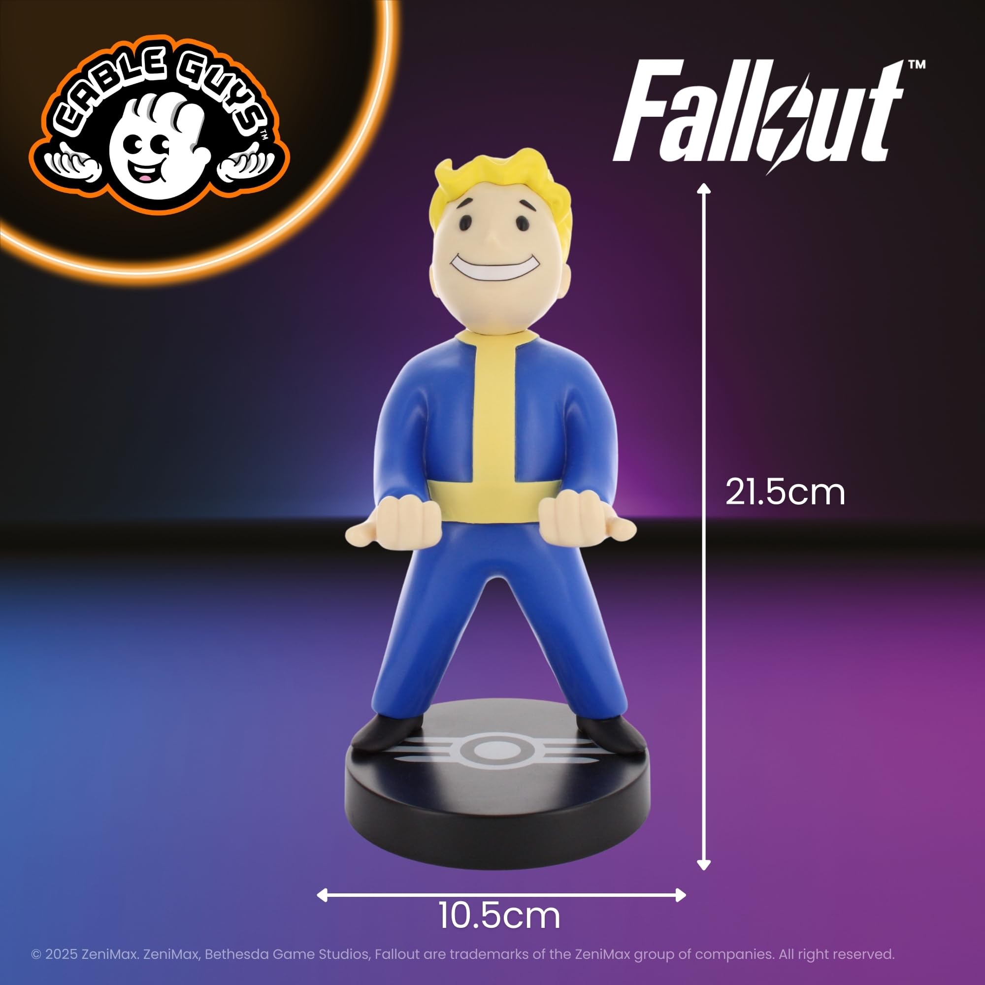 Cableguys Fallout Vault Boy Soporte Mando y Movil - Figuras Soporte para movil y Mando, Compatible con Xbox, PlayStation y la mayoría de mandos estándar, Accesorios Escritorio para Setup Gaming