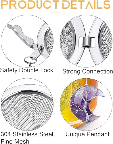 Miniatura 4 de Infusor de té, colador de té, difusor de té para té suelto, amatista, árbol de la vida, envuelto en alambre, colgante de luna creciente envuelto en