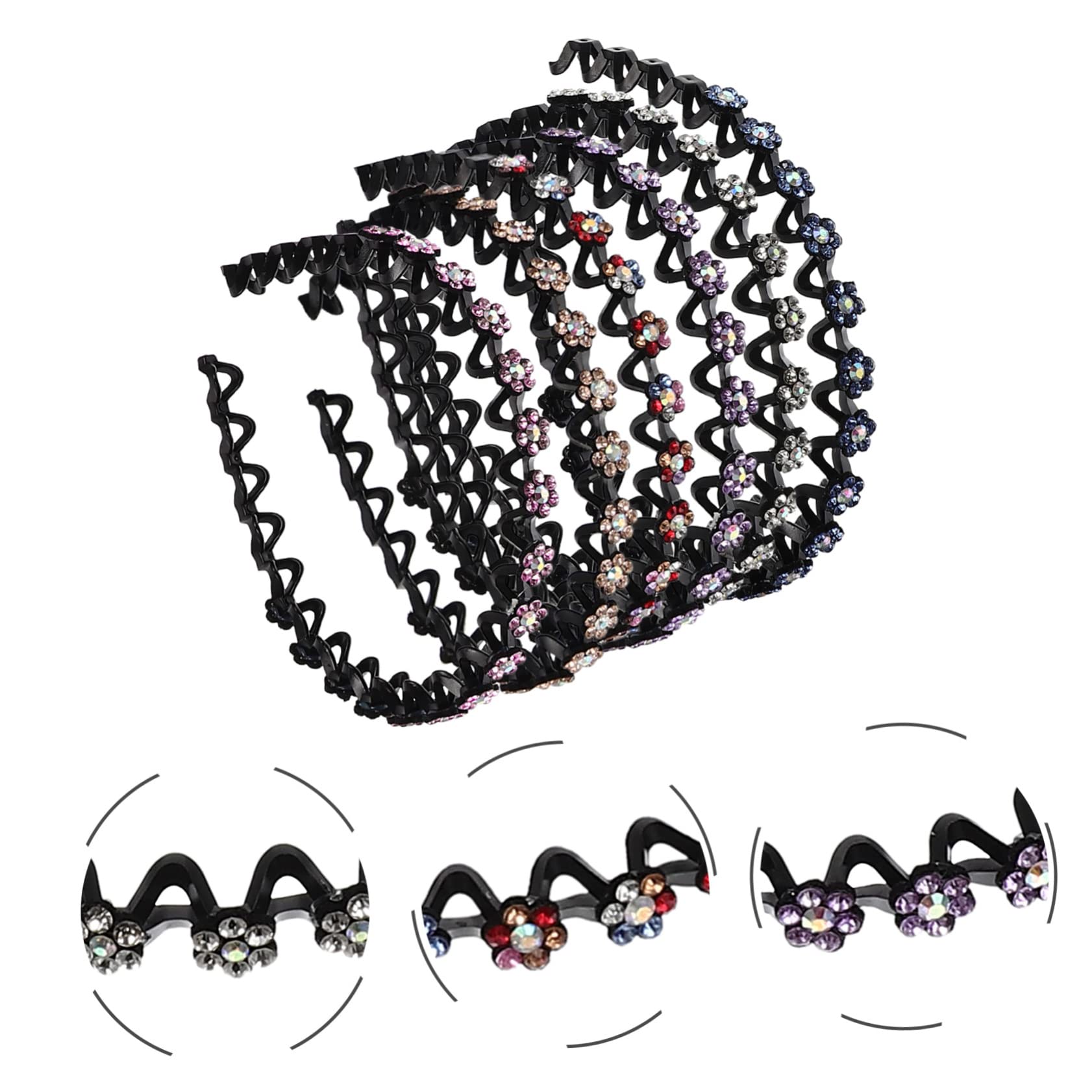 Housoutil 12pezzi Cerchietto Elegante Donna Con Fiori Strass Per Eventi e Feste Accessorio Antiscivolo Per Acconciature Uniche e Raffinate