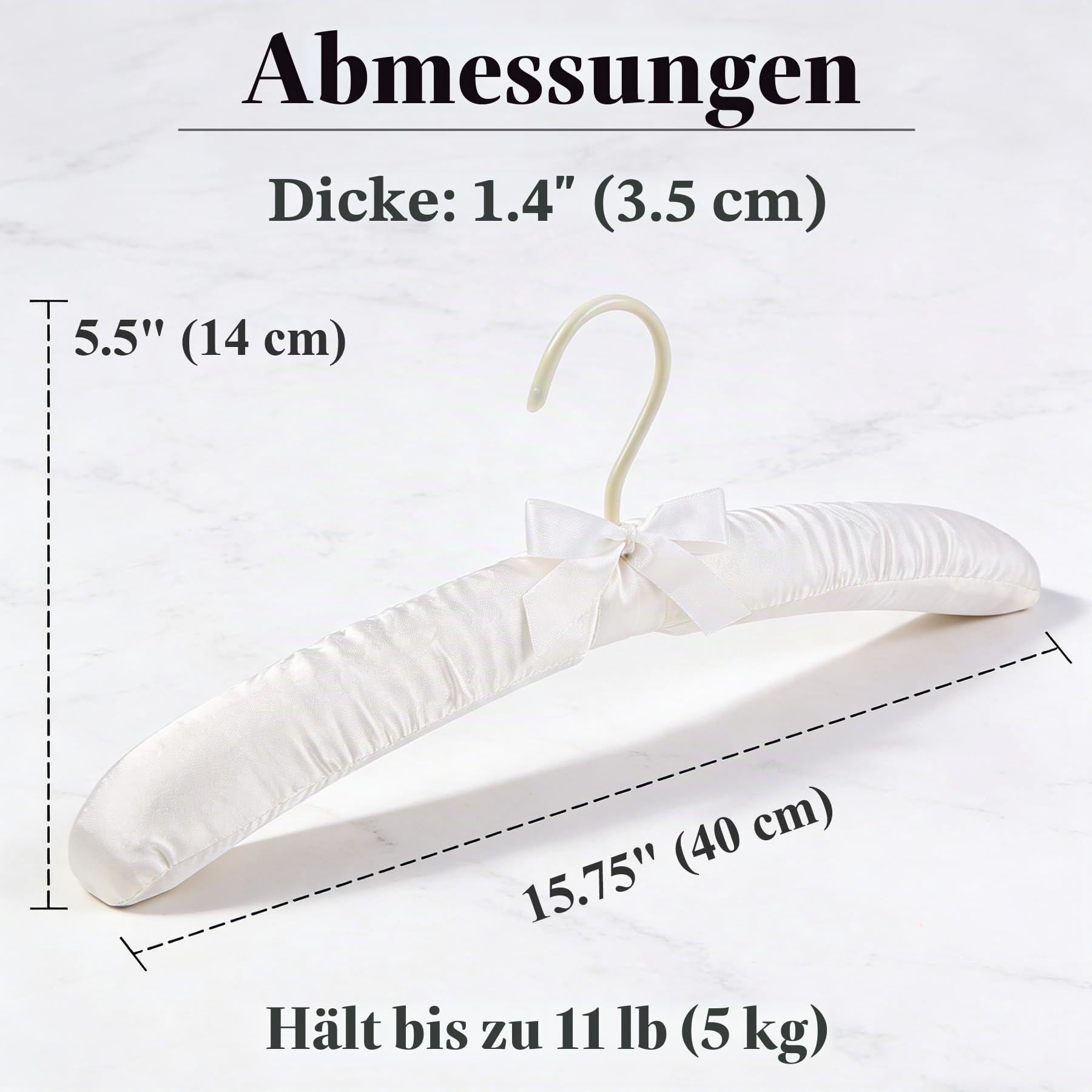 Tosnail 12 Stück Satin Gepolsterte Kleiderbügel, Schaumstoff Gepolsterte Kleiderbügel - Elfenbein