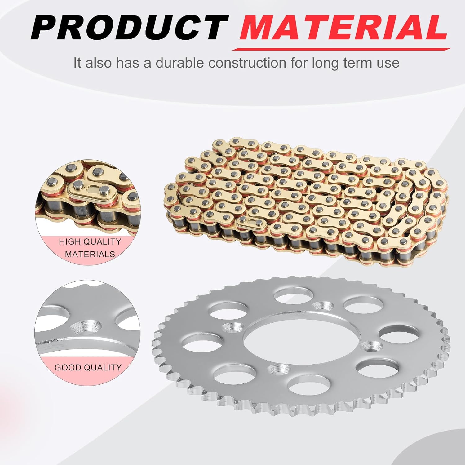 Drive Sprocket & Chain w/Bolts 428VM-X X-Ring 118 Links for Honda XR100R 1985-2003 CRF100F 2004-2013