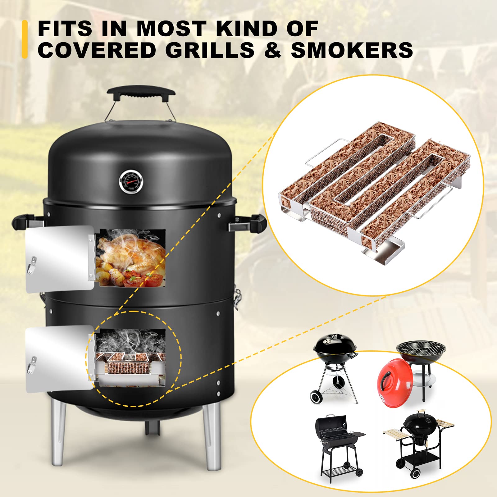 Kamado Barbecue Générateur De Fumée Froide - Acier Inoxydable - Réutilisable - 22,5 X Fumoir A Froid