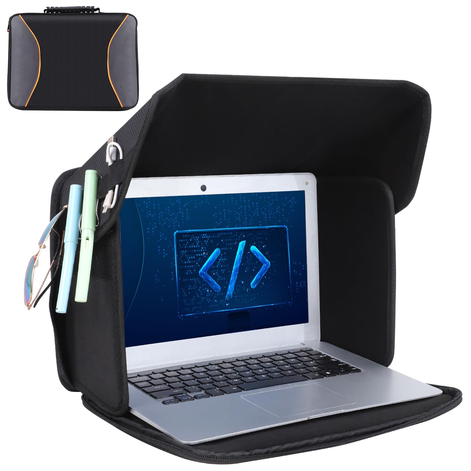 LOTCAIN Laptop Sun Shade Laptop Sun Glare Shield Privacy Screen Hood Lightweight Laptop Sunshade Bag for Working Outside Portable Shield Cover 15-16''