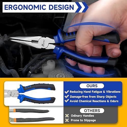 Miniatura 3 de Juego de alicates de 8 piezas con bolsa rodante, alicates de junta de ranura de 12, 10 y 8 pulgadas, llave ajustable de 10 pulgadas, línea de 8