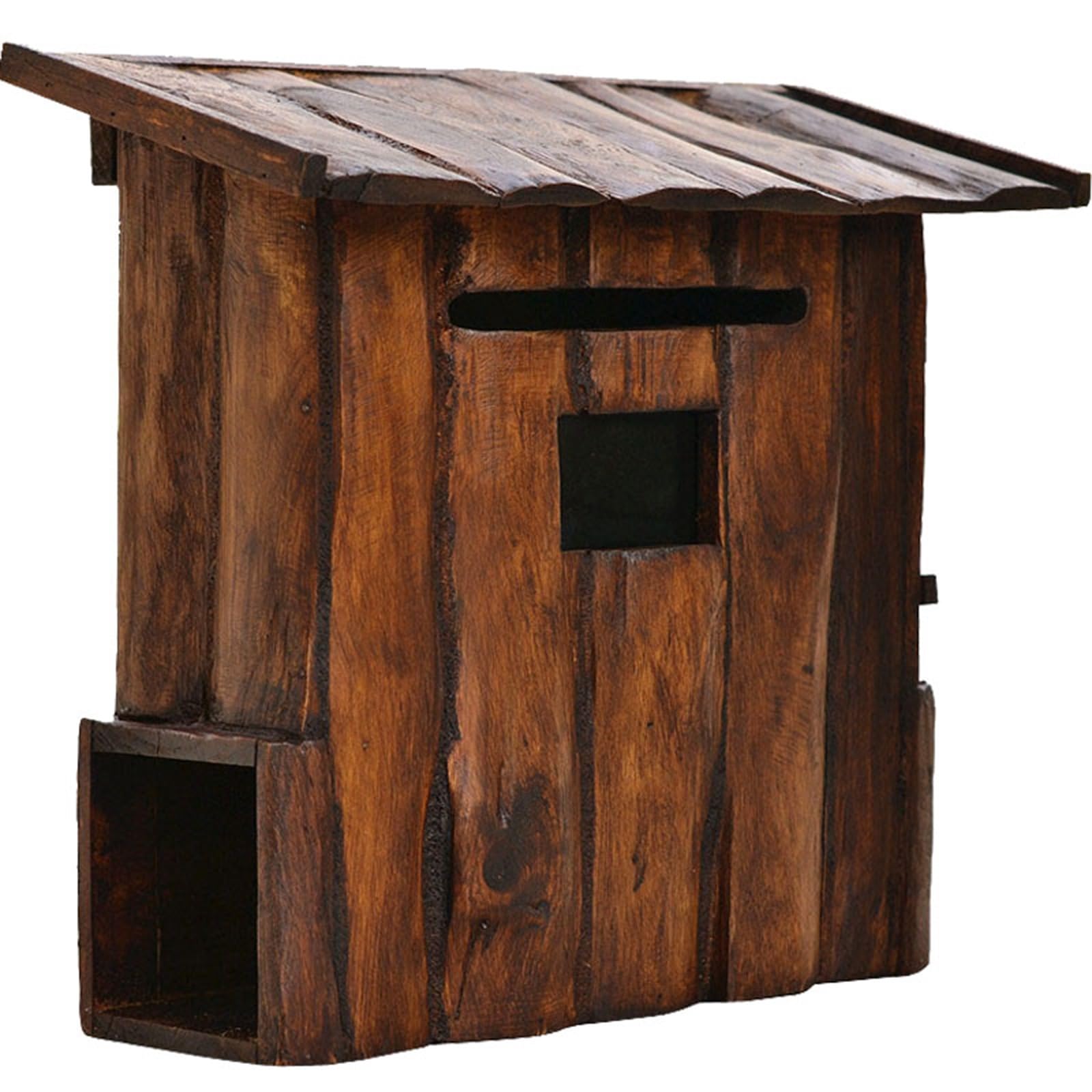 NQNFWCRJ Handmade Wooden House Type Mailbox Outdoor Rainproof Mailboxes with Rainproof Eaves and Clear Viewing Holes Home Wall Mounted Parcel Boxes