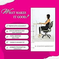 Vista 13 de Almohada de apoyo lumbar para silla de oficina, soporte de espalda desmontable para silla de oficina, almohada lumbar, almohada de apoyo Azul