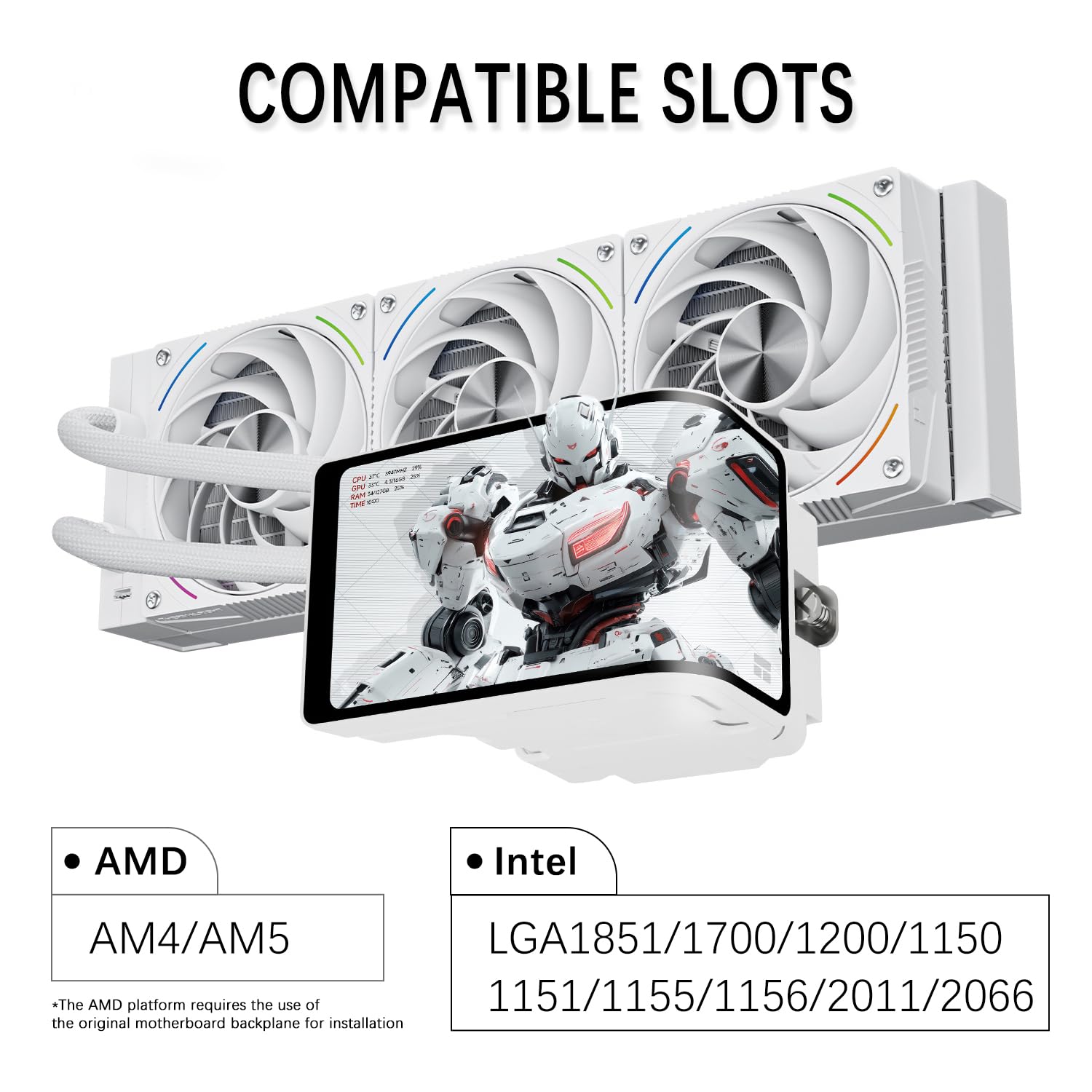 TR-Thermalright Wonder Vision 360 Turbo ARGB - Raffreddatore CPU liquido bianco, schermo curvo 3D da 6,67 pollici, risoluzione magnetica 2400 x 1080, Aio, 360 mm, per AM5, LGA1851/1700