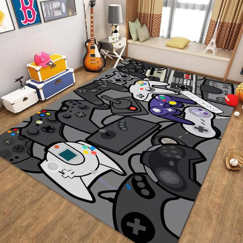 DecoStore Alfombra de Juegos para Niños, Gamer, Gaming, Habitacion Juvenil Chico Infantiles 120x160 cm. El complemento habitación de los pequeños Jugadores. Envio Desde España