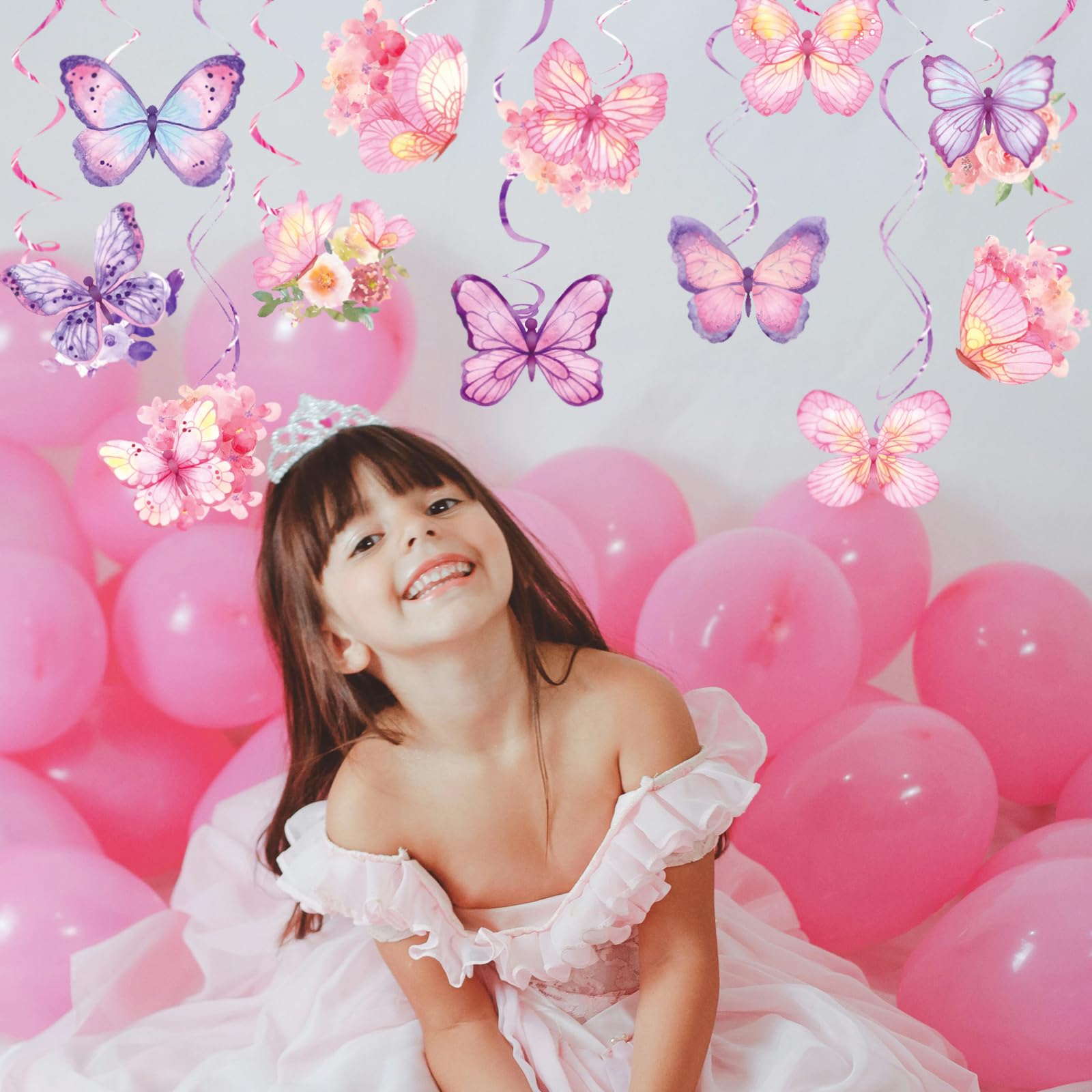 24 Decorazioni Farfalle Colorate Da Appendere: Spirali E Cartoncini Per Feste Primavera, Baby Shower, Compleanni, Giardino - 3