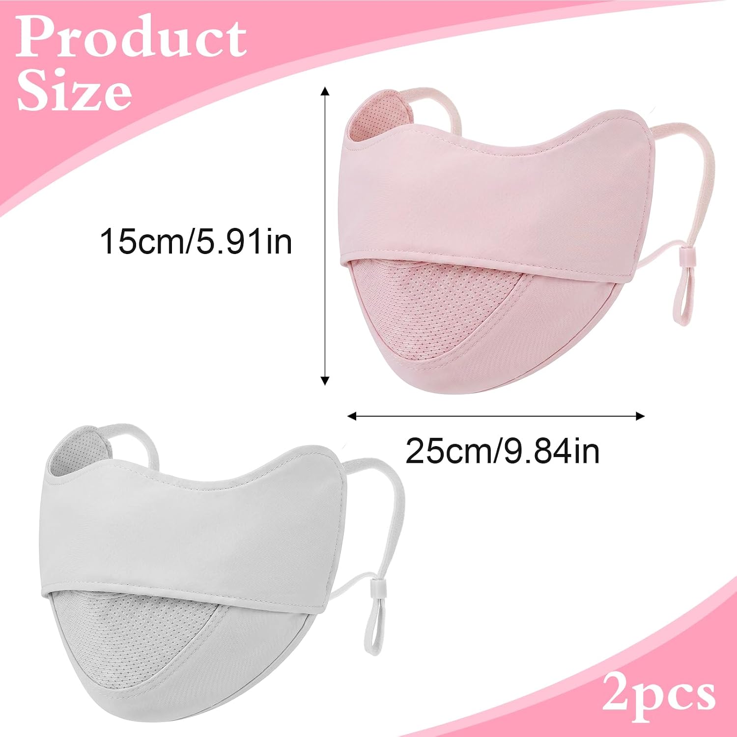 Nogeqi 2 Pcs UV Face Mask, Cooling Sun Protection Mask, Breathable Face Cover for Sun Protection, Washable Sun Mask for Men Women Running Cycling Hiking Working