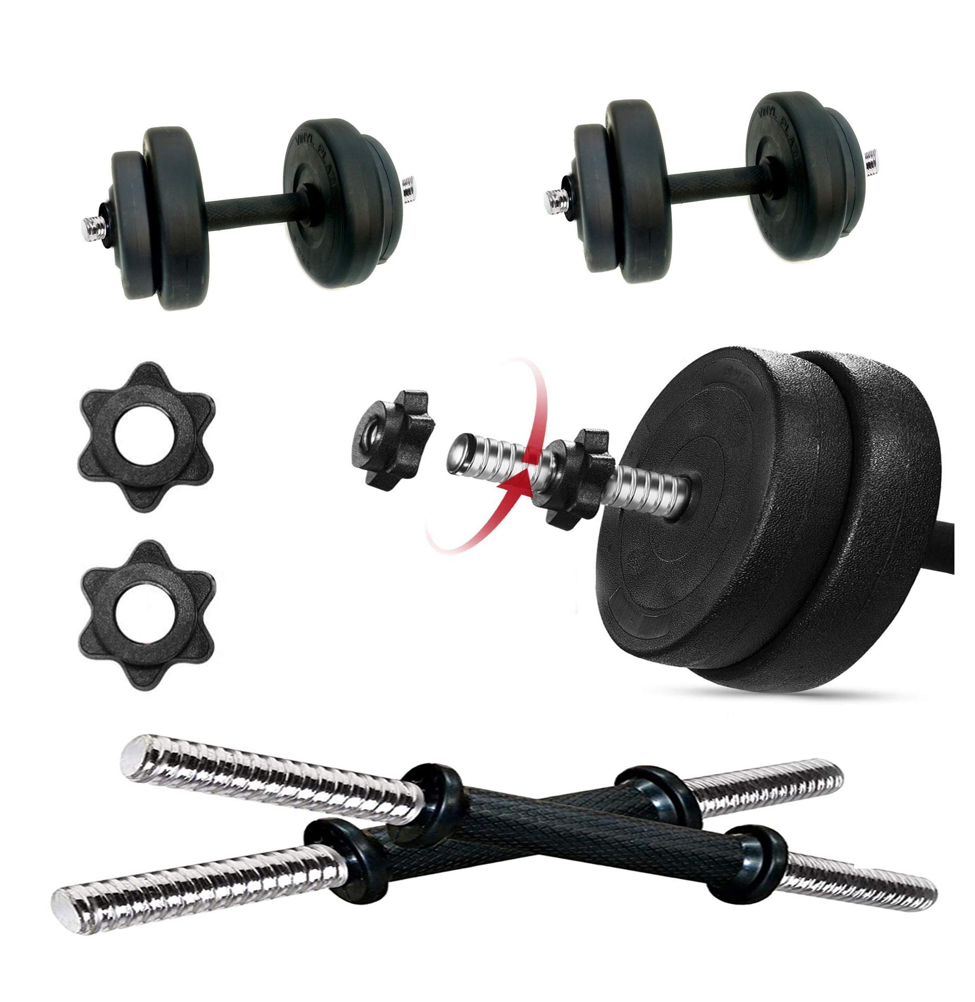 SUPRO Solid Dumbbell Weights Set Adjustable for Men Women, Durable Fitness Barbell Set with Connecting Rod and Plates for Home Gym Workout Strength Training (10 Kg (2.5 Kg + 2.5 Kg + 2.5 Kg + 2.5 Kg)) (B08XB4NVP5) Amazon Price History, Amazon Price Tracker