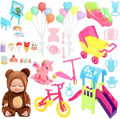 Miniatura 8 de ONEST 16 muñecas de 4 pulgadas con accesorio, lindas muñecas de bebé con ropa, mini muñecas de bebé con accesorios de muñeca