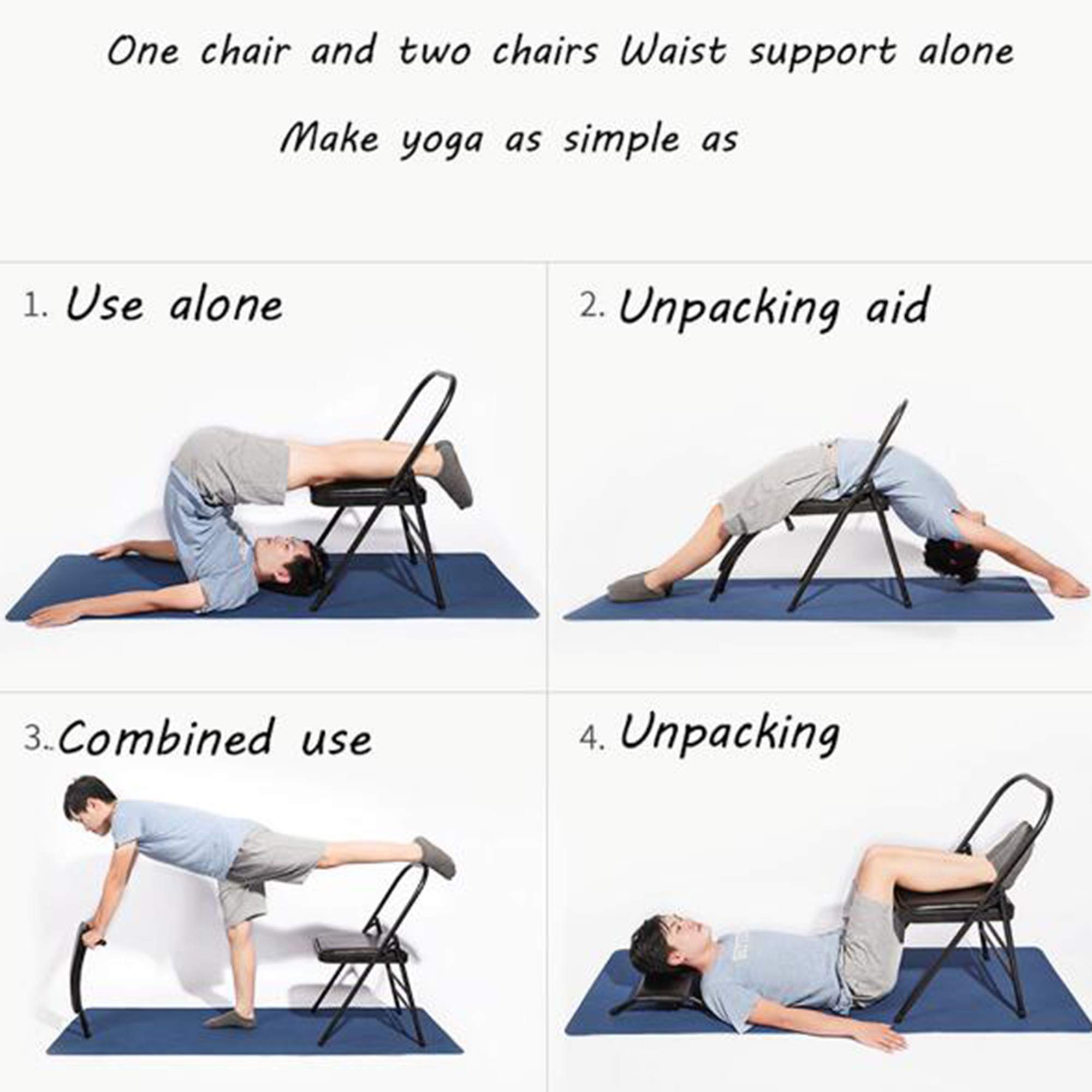 Sedia da Yoga, Sedia Ausiliaria Pieghevole per Uso Domestico, Sedia da Yoga Iyengar Ispessita con Capestro, Sedia Pieghevole, Sedia per Yoga, Sgabello,