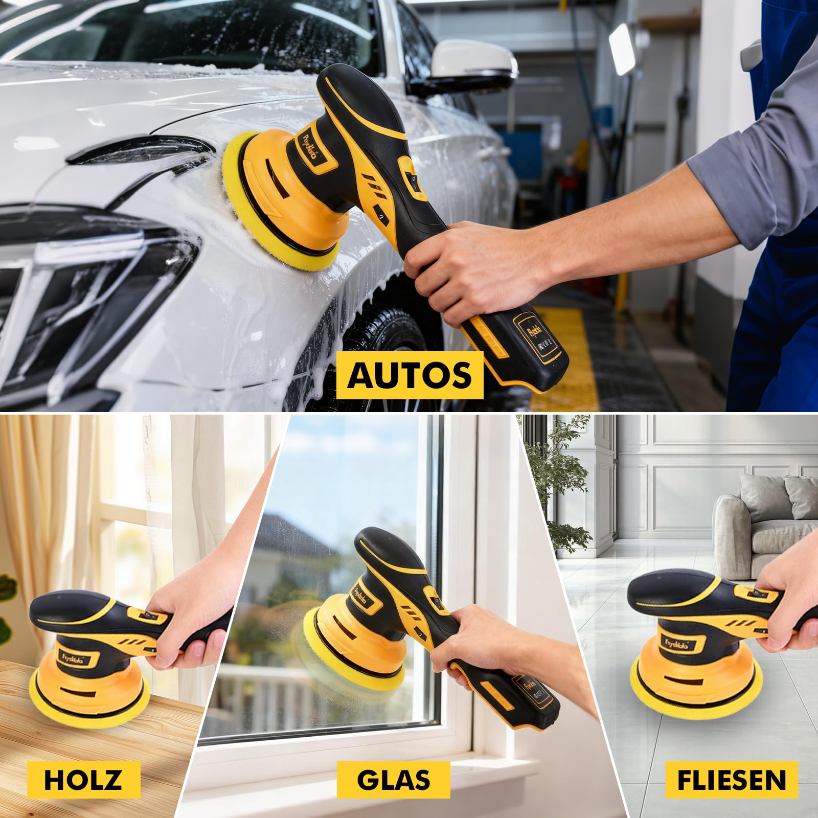 Polishing Schnurlose, Poliermaschine Auto Akku mit 1 Stück 20V 4000mAh, 6 Variable Geschwindigkeit Auto Politur Set, 2500-5000RPM, 20-teiligem Polierset für die Auto-Detailpflege und Kratzerentfernung