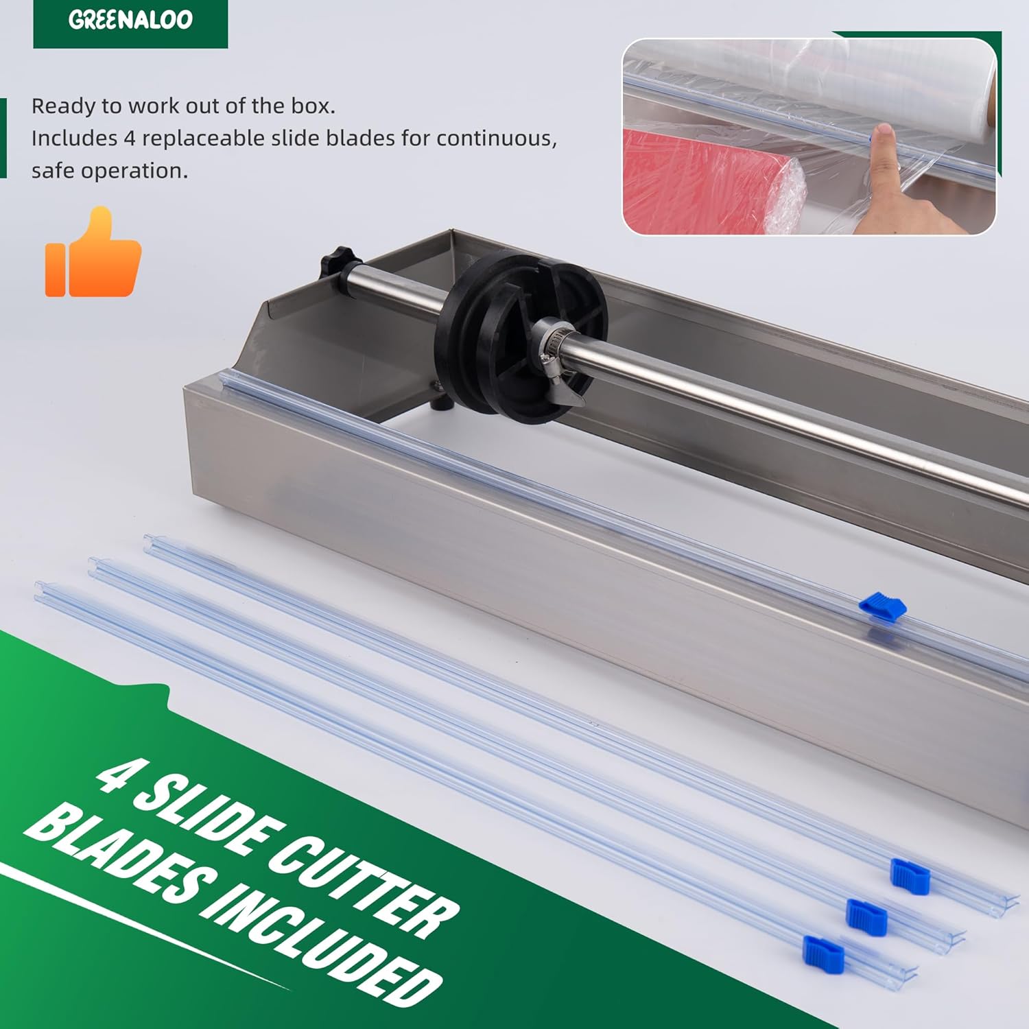 Table Stretch Film Dispenser, Greenaloo 500mm Stainless Steel Plastic Wrap Packaging Machine for 19 Inch Shrink and Cling Film, Ideal for Warehouse and Industrial Packing