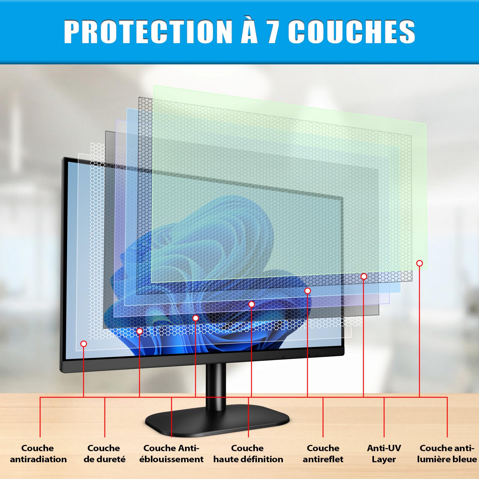 PYS Filtre Anti Lumiere Bleue PC 24 Pouces 16:9, Amovible Protection Ecran 24 inch, Film Mat Ecran PC 24 Pouces, Protege Anti-reflet Moniteur 24 Pouces