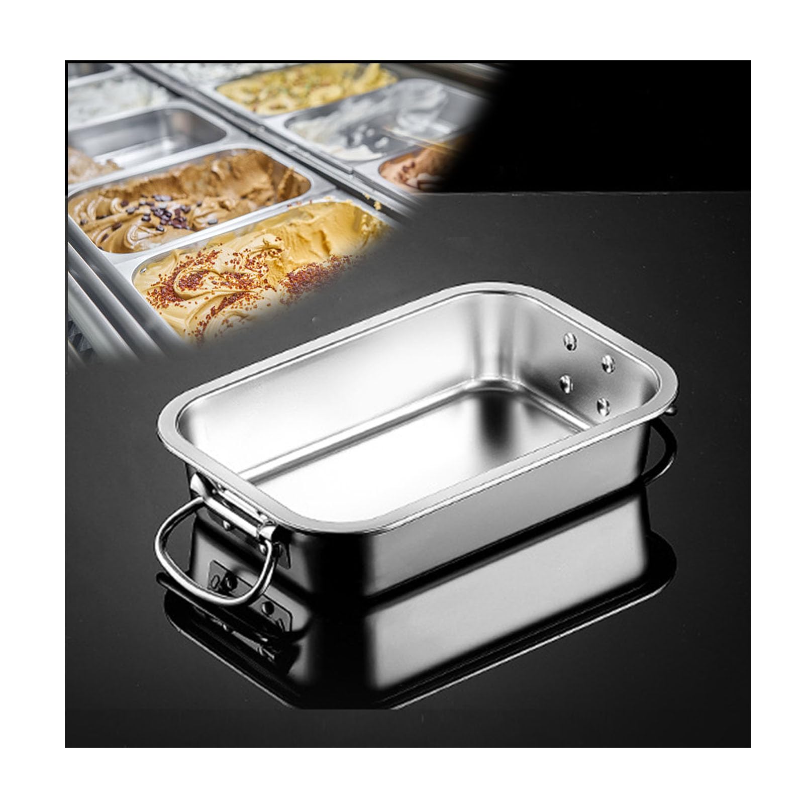 Scaldavivande impilabile Recu con manico, 36 x 27 cm, profondità 7 cm, in acciaio inox, contenitore per alimenti per la preparazione di pasti, buffet, forniture per catering