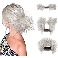 Vista 49 de Peine de moño desordenado con clip lateral para mujer, corto, natural, lacio, versátil, ajustable, fácil de peinar, piezas de cabello