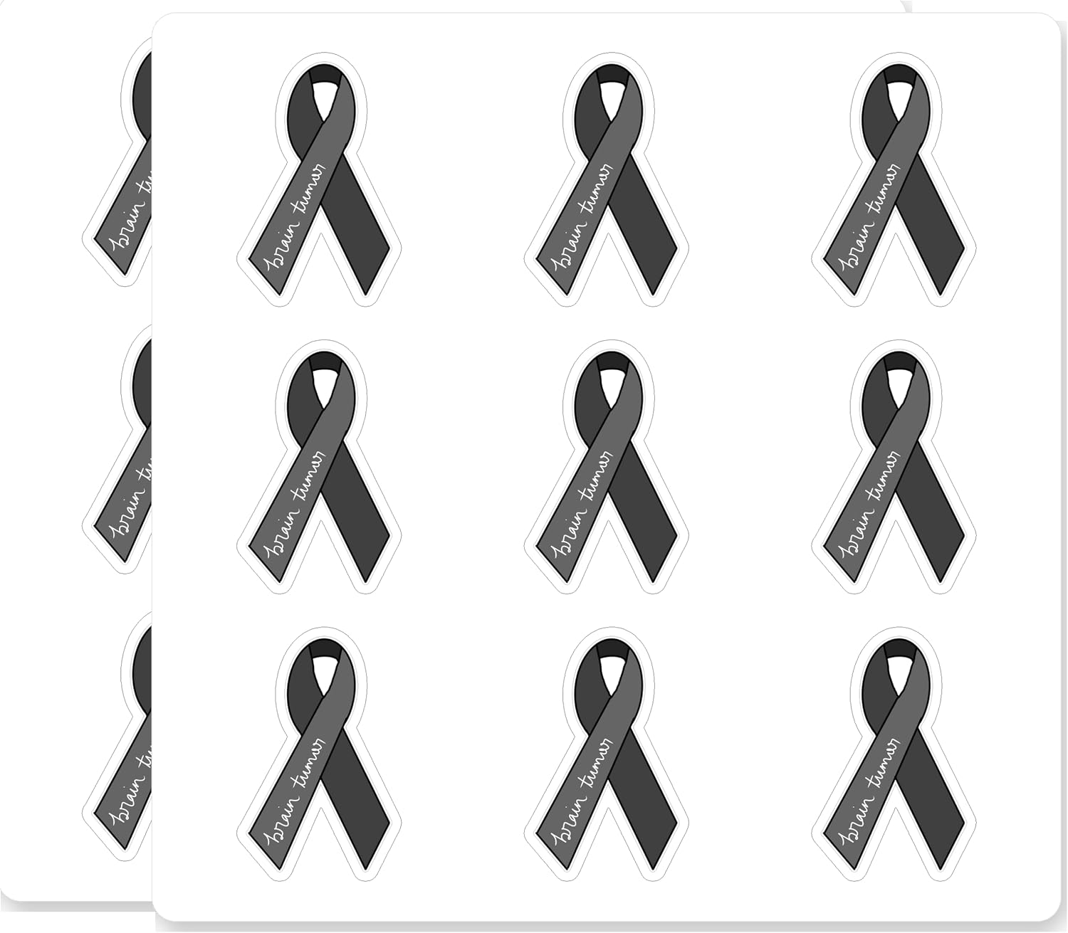 Brain Tumor Awareness Ribbon Scrapbook Stickers 18 Pack 2 Inch