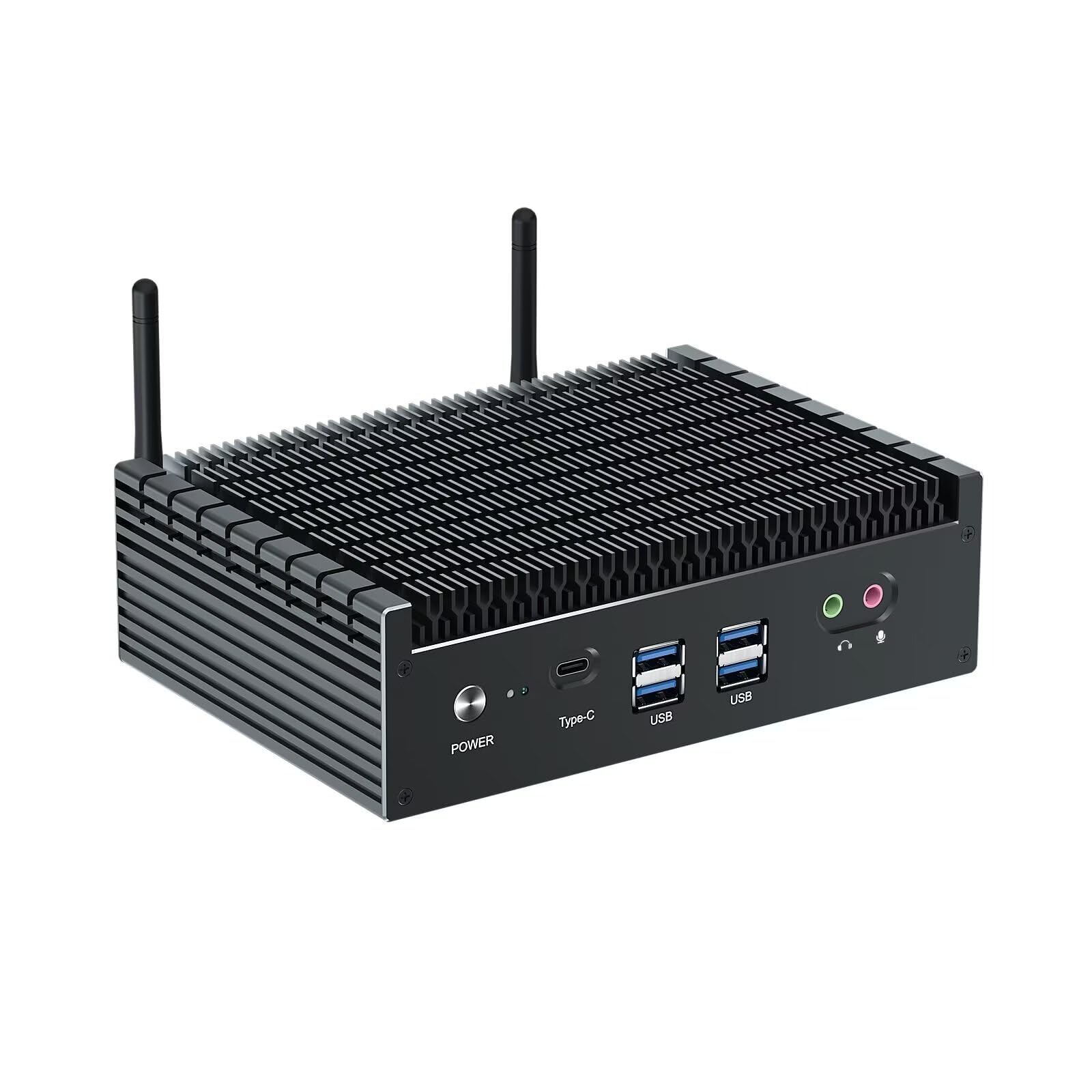 VENOEN Mini PC Fanless 13th Gen Core i7 1355U, Fanless Mini PC Triple Display, Dual 2.5G LAN Mini Desktop Computer, Dual HD, DP, USB-C, WiFi6, BT5.2, 32GB RAM 1TB SSD, Home Office PC